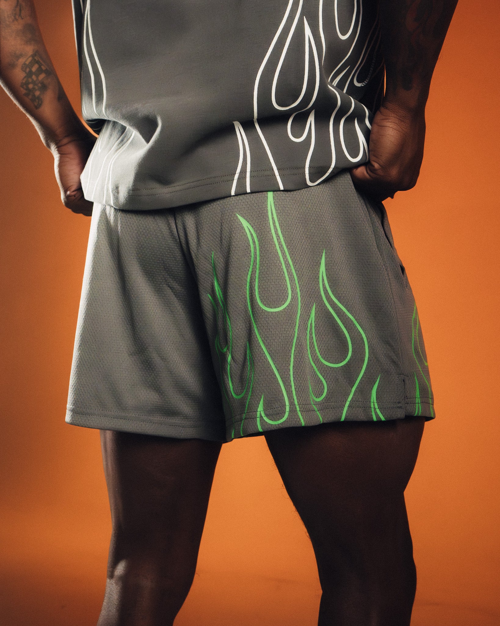 Gray/Green Flame Premium Performance Short - Image 4