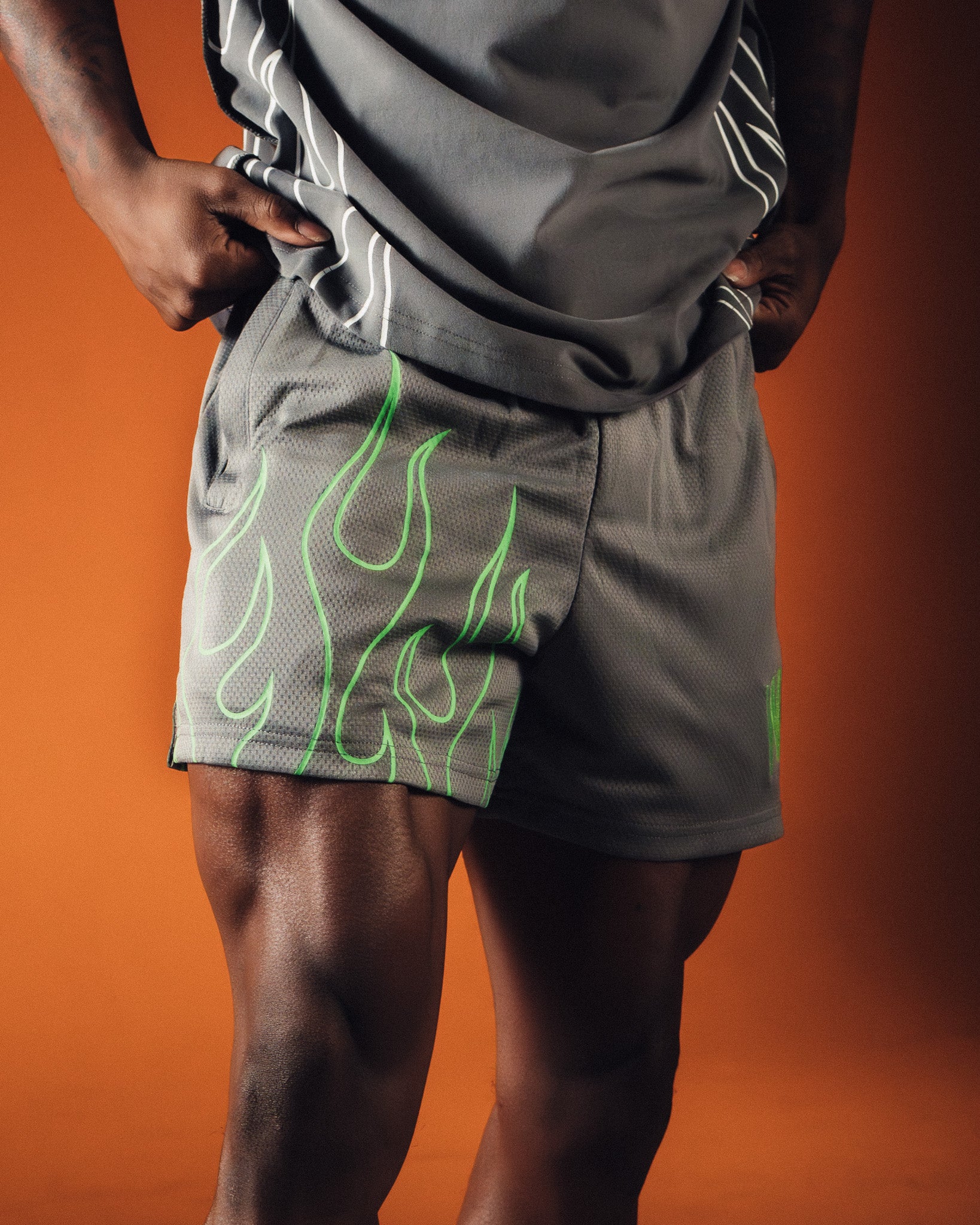 Gray/Green Flame Premium Performance Short - Image 5