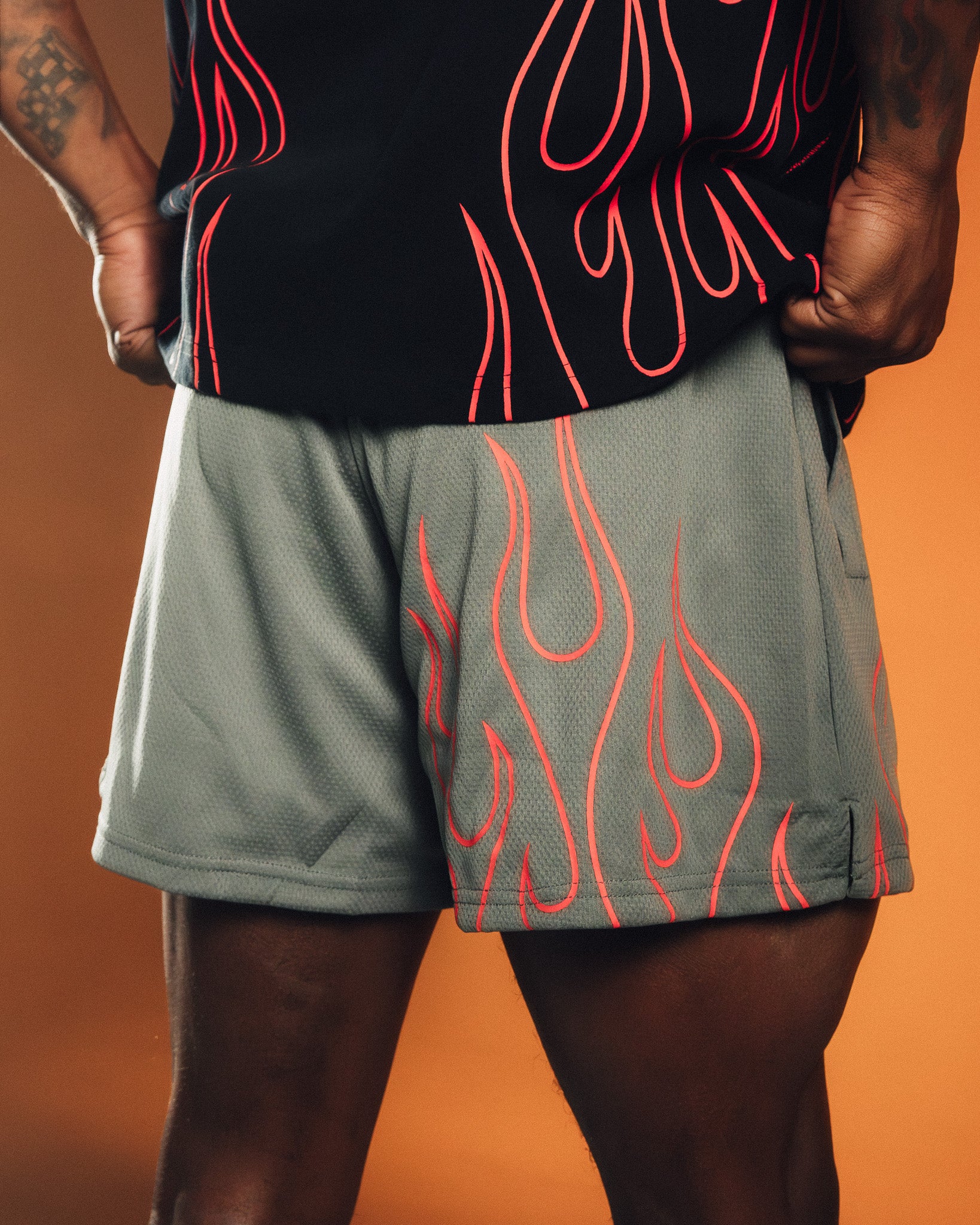 Gray/Red Flame Premium Performance Short - Image 5