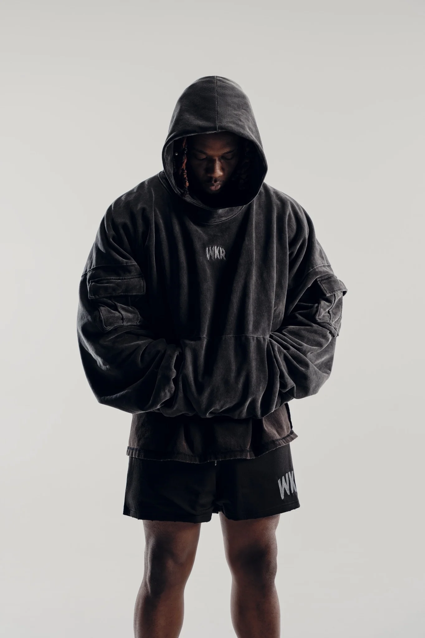 Vintage Black WKR Heavyweight Double Layered Utility Hoodie  - SS1 - Image 4