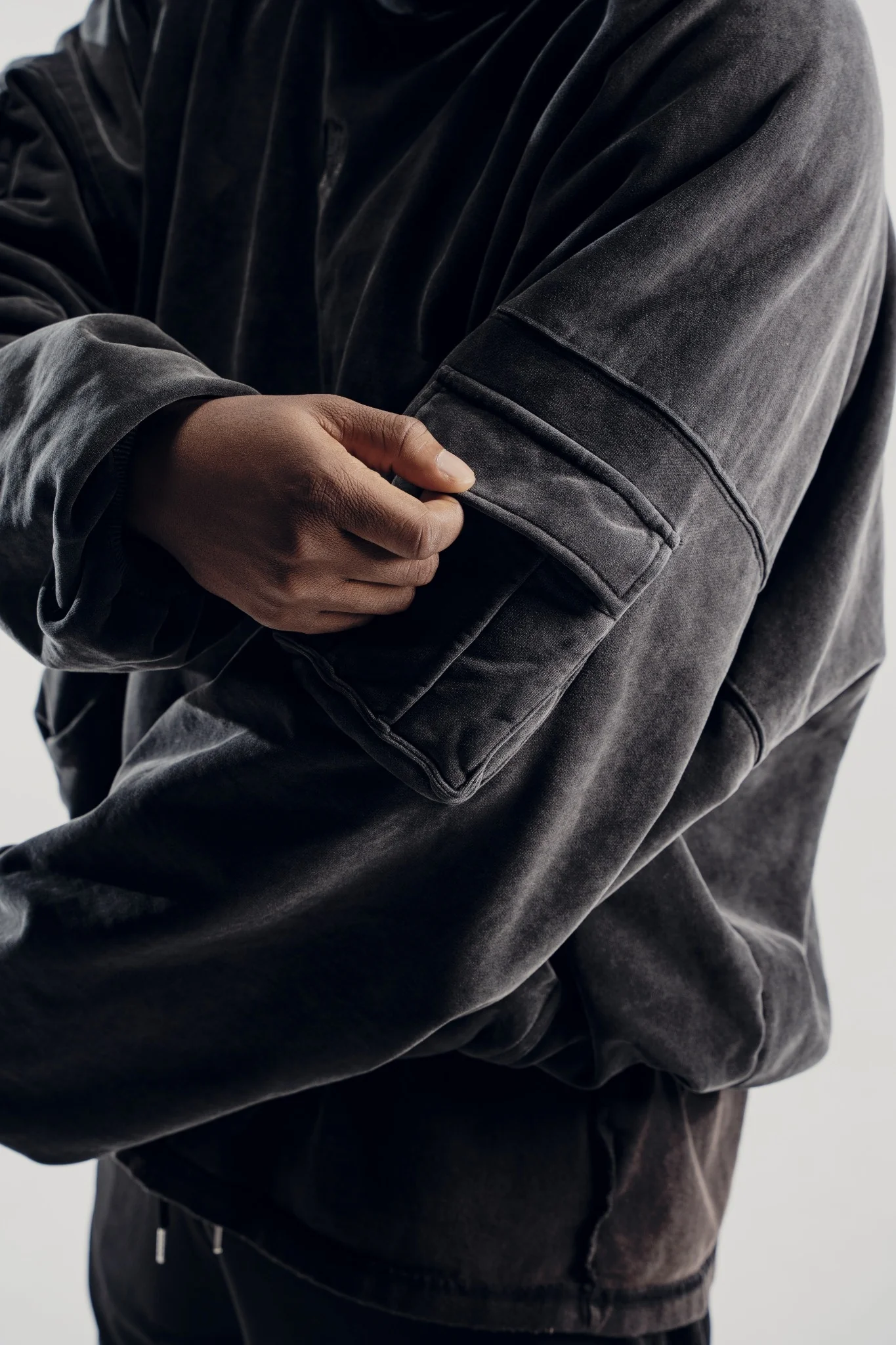 Vintage Black WKR Heavyweight Double Layered Utility Hoodie  - SS1 - Image 5