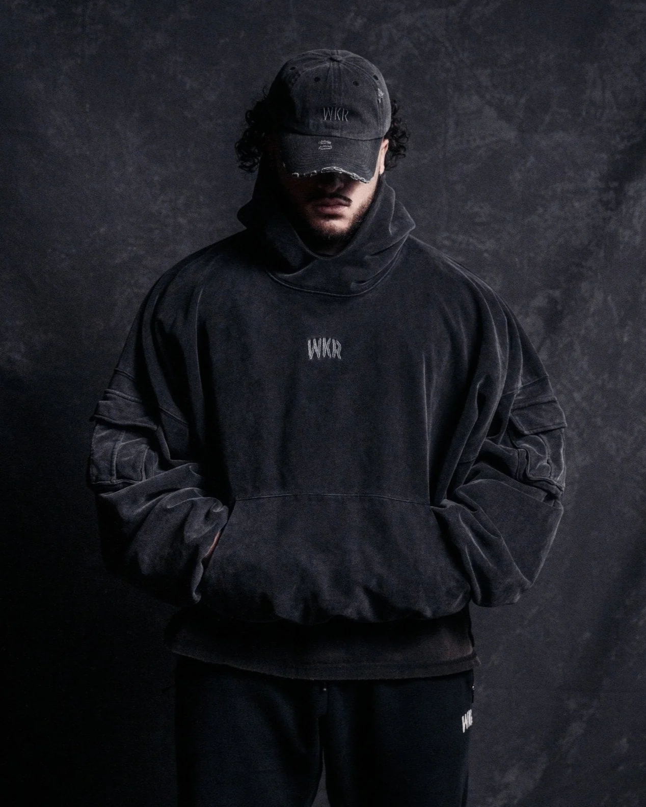Vintage Black WKR Heavyweight Double Layered Utility Hoodie  - SS1 - Image 7